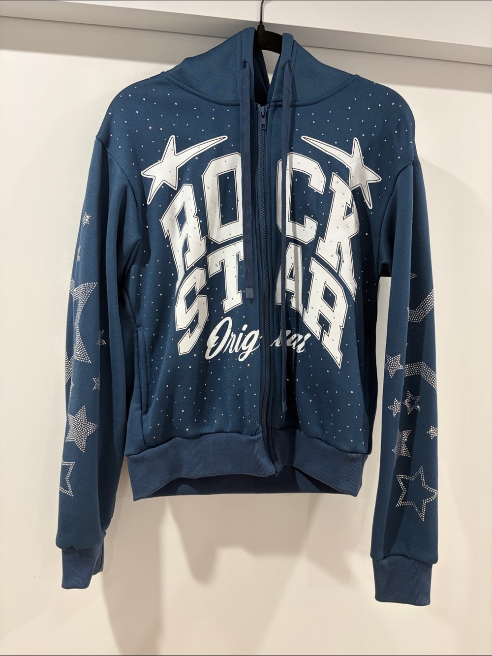 Women's Navy Rock Star Zip Hoodie Jacket